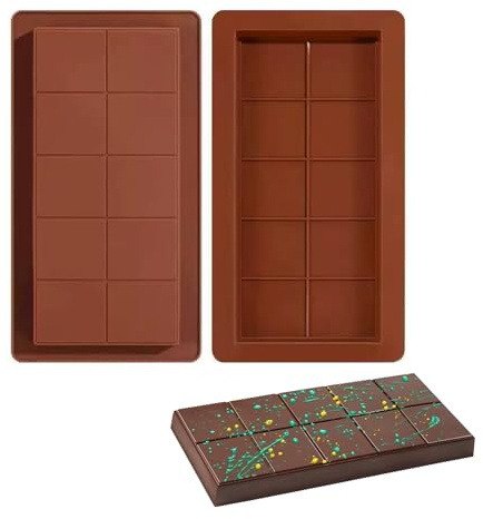 Chocolate Bar Moulds - 2PCS Deep & Thick Silicone Chocolate Moulds for DIY Baking, Reusable Non-Stick Bar Molds for Making Homemade Candy, Ice Cubes, Protein Bars, Oven & Freezer Safe