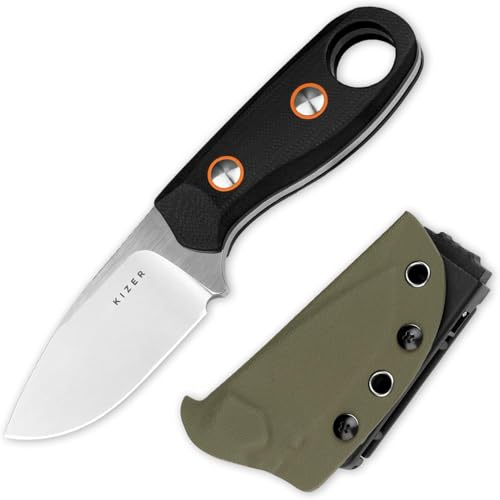 Kizer Beaver Fast bladkniv med lock, 2,75 tum Nitro-V-blad EDC Campingkniv med G10-handtag, bushcraft små överlevnadsknivar för utomhusjakt, 1078 M1