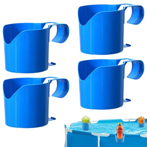 DIFLAX 4 Stück Pool Getränkehalter, Pool Getränkehalter Poolrand für Schwimmbäder, Wasserbecher Hängehalter für Schwimmbecken, Whirlpool Getränkehalter Ohne Verschütten, Pool Zubehör für Getränke