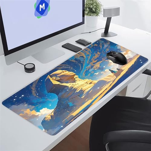 Tapis de Souris XXL Gaming, Tapis de Souris de Jeu, 1200x600x2 mm Grand Tapis de Bureau sous Main, avec Base en Caoutchouc antidérapante pour Gamer Maison Bureau (Paysage Rétro)