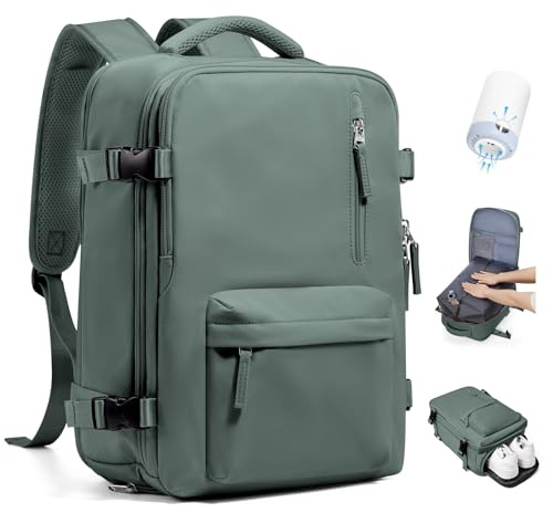 SEAFEW Sac à dos sous vide de voyage avec pompe pour Ryanair 40x30x20, Sac À Main Bagage Cabine Avion, sac à dos décontracté pour ordinateur portable, Sac de Voyage pour Week-End,N3-Armée Verte