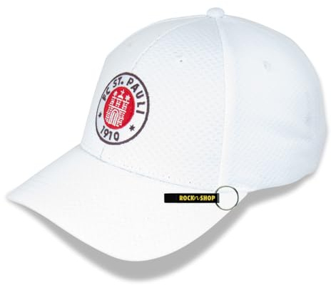 FC St. Pauli Cap mit Vereinslogo - Offizieller Fanartikel - Weiße Baseballcap mit brauner Schirmunterseite & Snapback-Verschluss (DE/NL/SE/PL, Alphanumerisch, Einheitsgröße, Weiß)