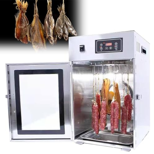 Essiccatore automatico rotante carne, essiccatore alimentare commerciale grande capacità, timer 24 ore, touch screen a LED, essiccatore carne manzo 800 W per salsiccia, pancetta, pollo, anatra, pesce