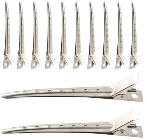 SEWACC Pinces à Cheveux en Acier Inoxydable Maintien Tension et Séparation des Mèches Argentées 12pcs pour Coiffure Professionnelle pour Salons et Coiffage