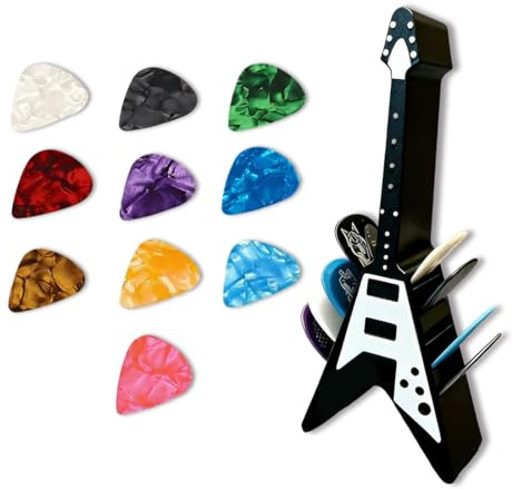 Reccisokz Scatola Per Plettri, Comprendente 10 Plettri Per Chitarra (0,46 Mm), Per La Conservazione E L'Esposizione, Pratico Regalo Per Chitarristi