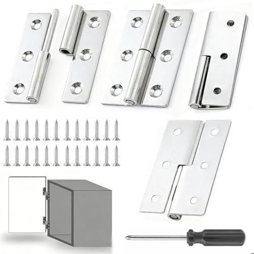 Edelstahl Scharniere,4Stk Abnehmbares Schwerlastscharnier,64×36x2 mm | Scharniere Klappbar Scharnierband,Heavy Duty Hinges mit Schrauben e Schraubendreher für Schränke Holzkisten,Holztüren