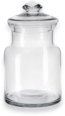 KORAT - Barattolo in Vetro con Coperchio Ermetico 3,5L – Contenitore Cucina Grande per Biscotti, Pasta, Cereali e Confetti – Vetro Spesso Trasparente, 18x18x33 cm