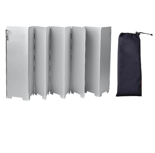 XPJYUA Paravento Fornello Campeggio 12 Piastre fornello Portatile Pieghevole Parabrezza Schermo Antivento da Esterno Cucina(12 Plates Silver)