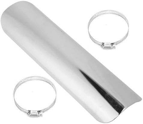 Cache échappement moto Tuyau d'échappement de moto adapté au système 50-70mm, bouclier thermique remplacement plaque chromée