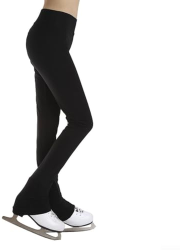 Pantalones de patinaje artístico, para adultos, pantalones térmicos de forro polar para patinaje sobre hielo con nailon resistente al agua, parte inferior de entrenamiento flexible negro, para