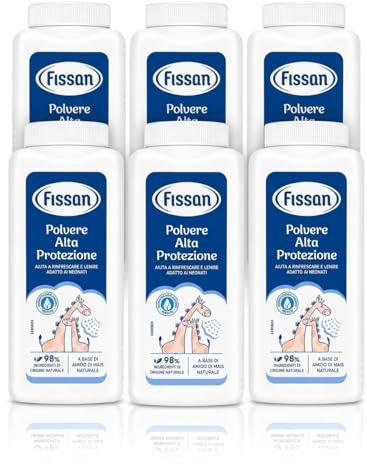 Polvere Alta Protezione per Neonati, a Base di Amido di Mais Naturale, Rinfresca e Lenisce, 200g, Set Multiplo (Set da 6 Pezzi)