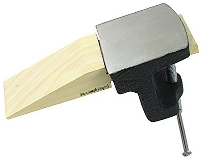 Bench Anvil Pin Clamp Jewelers Steel and Wood Block Jewelry Making Bench Workbench by JTS