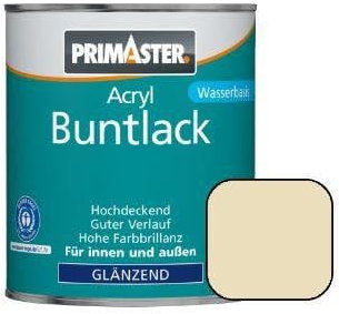 Primaster Acryl Buntlack 750ml Hellelfenbein Glänzend Wetterfest Holz & Metall