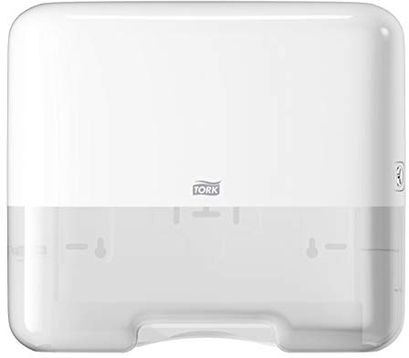 Tork 553100 Dispenser Mini per asciugamani piegati a V/C, bianco, Elevation Design, compatibile con sistema H3