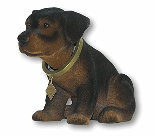 RAKSO Wackel Figur Hund Rottweiler Wackelfigur H 17 cm braun groß Dekofigur mit Wackelkopf
