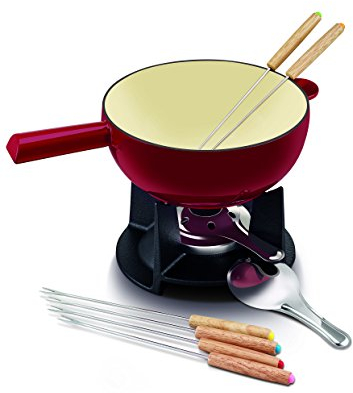 Beka Belledone Cast Iron Cheese Fondue Set, Red
