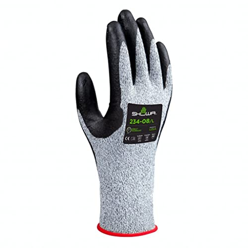 SHOWA 234 Schnittfeste Sicherheitshandschuhe mit Spandex HPPE Liner und Schaumstoff Nitril Handfläche