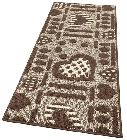 emmevi Tappeto Cucina Antiscivolo Cuori 3D Lavabile Moderno Varie Misure MOD.Clelia Dis.A 50X75 Marrone