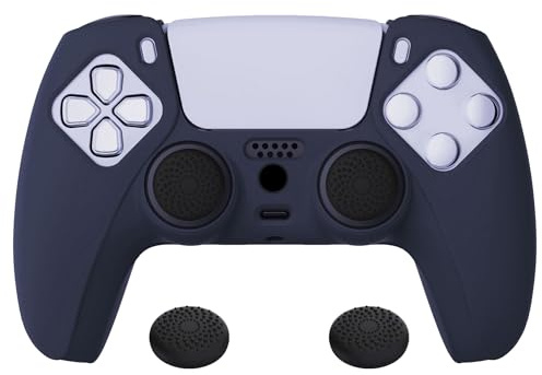 PlayVital Silikon Hülle für PS5 Controller, Anti-Rutsch Schutzhülle Case | Weiches Gummi, rutschfeste Griffe, Schutz-Skin, Grips für PlayStation 5 Wireless Controller, Mitternachtsblau