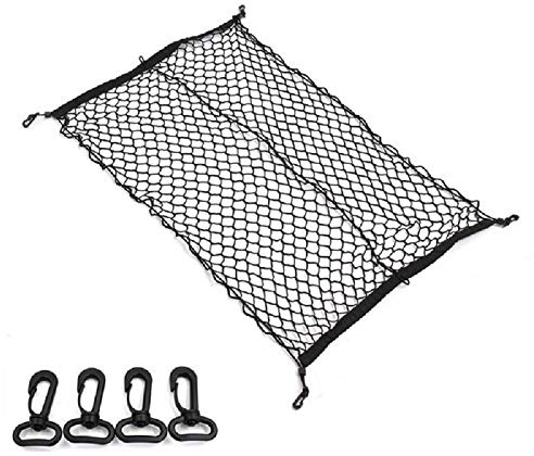 LIANYG Red de carga de 100 x 70 cm, universal, de nailon negro, para maletero, bolsa organizadora de almacenamiento de equipaje, red de malla trasera con 4 ganchos, red de carga 217 (nombre del color: