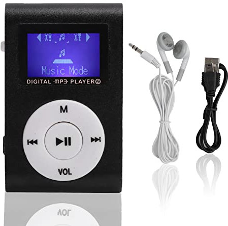 Reproductor de MP3, Mini Pantalla LCD portátil Reproductor de música MP3 Reproductor de MP3 Digital con Clip Deportivo Reproductor de música con Auricular, Tarjeta de Memoria Compatible(Negro)