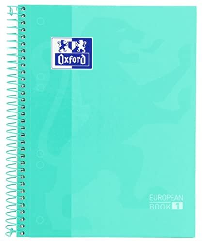 Oxford, Cuaderno A5 cuadriculado 5x5, Libreta Microperforada Europeanbook1, Tapa extradura, 80 Hojas 90 gr, Color Ice Mint