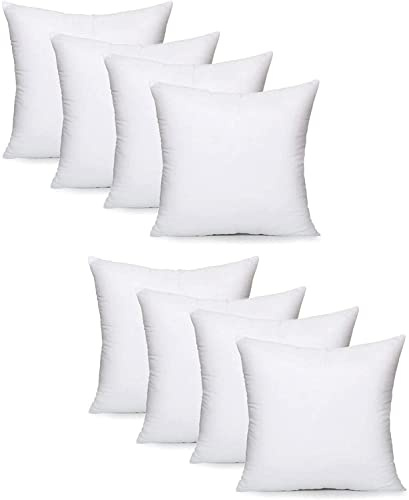 Lancashire Textiles 8 Pack 20 x 20” (50 x 50cm) Quality Microfibre Super Bounce Fibre Cushion Pads Made in Britain with Cotton Blend Casing & Our Luxury Hollowfibre Filling