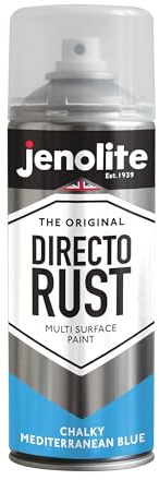 JENOLITE Vernice spray per mobili da giardino | BLU MEDITERRANEO GESSOSO | Ideale per mobili da giardino e ornamenti | Utilizzare su legno, metallo, plastica, pietra, ceramica | 400 ml