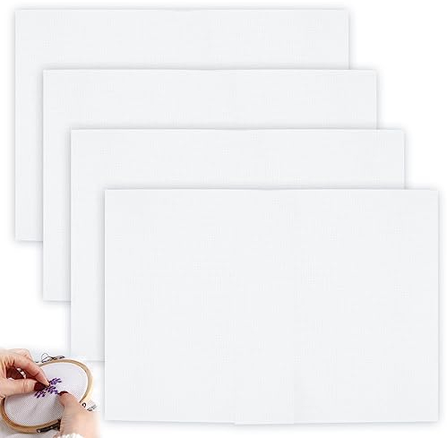 4 Pezzi Aida Panno Punto Croce Aida Ricamo Tessuto, Classico Riserva Tela Aida Bianca 14 Count per Ricamo Artigianato in Tessuto Decorazione, 45 cm x 30 cm