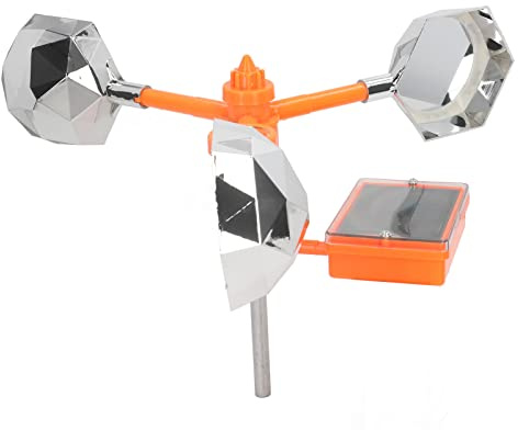 Ahuyentador de Pájaros con Luz de Sonido Solar Blanca, Ahuyentador de Pájaros Solar Giratorio de 360° con Viento y Accionamiento Solar, Diámetro de Espejo de 68 Mm, Diámetro de