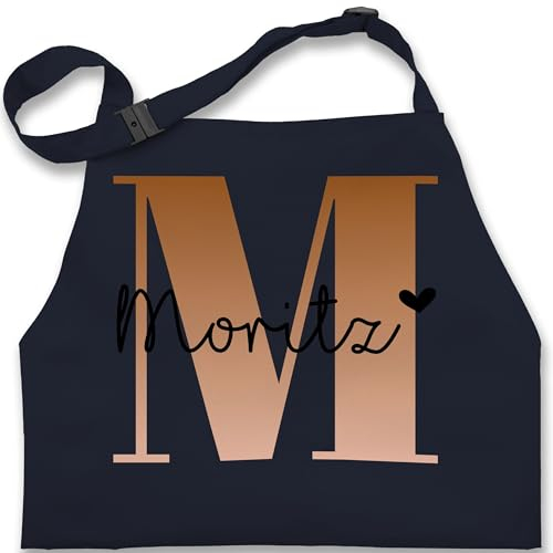Kinderschürze Schürze Kinder Jungen Mädchen - Weihnachten - Name und Buchstabe I Geschenk Anfangsbuchstabe - 7-14 Jahre - Navy Blau - kinderbackschürzen buchstaben m kochschürze schule