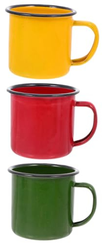 CIYODO 3Pièces Tasses Émaillées Rétro Colorées Tasses Multi-fonctionnelles pour Garçon Fille à Eau Exquises