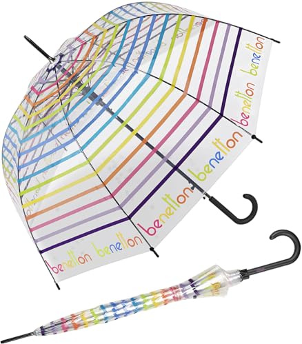 Paraguas Benetton automático con forma de campana transparente - Dip Dye, 105 cm