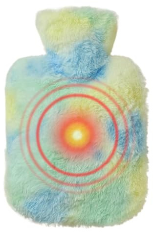 Bolsa de agua | Botella calefactora | Bolsa de agua caliente | Cubierta de | tela incluida | Botella de agua caliente portátil | Calentador de pies de gran capacidad pequeña botella de agua caliente con