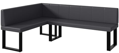 MEBLINI Eckbank für Esszimmer - Küchenbank - Essecke - Sitzecke Küche - Peter - U-Beine 142x196x87cm Links - Grau Kunstleder