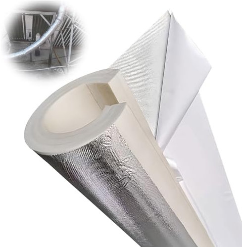 27/34/43/48/60/76/89/114mm ID Pipe Insulation Foam Tube, Water Pipe Insulation, Aluminum Foil Insulation Tube, Pipe Insulation for Boiler Pipe External Condensate Pipes(15mmx48mmx1m)