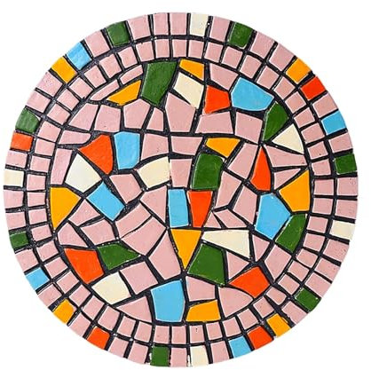 MEYINGOU Dekorativer Gartenstein Trittstein, Runde Mosaikfliesen for Trittsteine ​​im Garten, Gehwegsteine, Pflastersteine ​​für Wege(Pink,34cm (13))