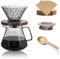 CHDEXU Pour Over Coffee Maker Set 20 oz, 600 ml Borosilicate Glass Coffee Server with Glass Lid, 50 pcs Paper Filter, Walnut Handle Pour Over Coffee Dripper for Home Café Restaurant,Gray