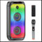 Cassa Bluetooth, 80W Peak Wireless TWS Altoparlanti portatili per feste all'aperto con subwoofer, luci colorate a LED, forte cassa musicale stereo con microfono per casa, campeggio, viaggi