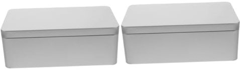 Gatuida 2pcs Box Rectangular Tin Plate Stationery Tin Box Lids Storage Container