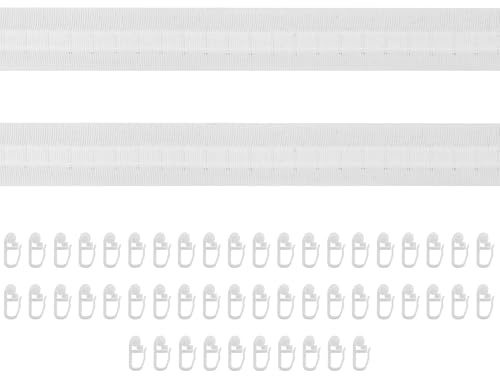 1 nastro per tende bianco, nastro arricciato, Nastro per Tende Plissettato, con gancio per tenda, in poliestere, rimovibile, per tende, nastro universale per tende, tende