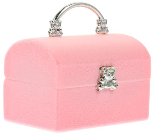 IMIKEYA Petite Boîte à Bijoux Cœur Floquée En Velours Rose, Boîte à Bagues Et Collier Pour Femme, Rangement Bijou Léger, Mariage, Anniversaire, Fiançailles, Saint-valentin, Noël