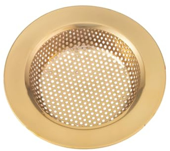 LUOFENG Cesta coladora dorada para fregadero de cocina, tapón de filtro de fregadero de malla fina de acero inoxidable para desagües, atrapa residuos de alimentos, cabello y