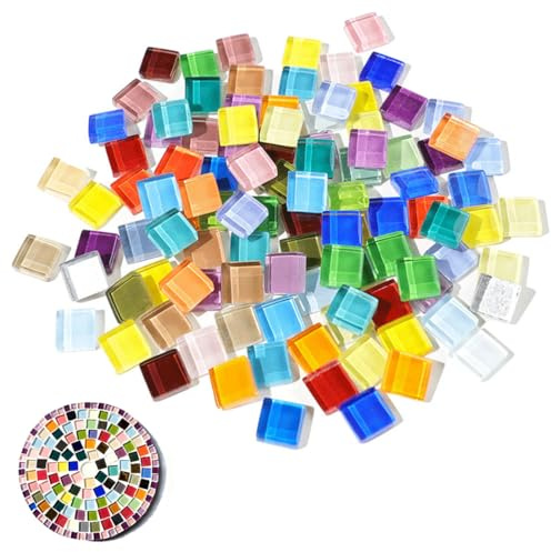 BLPRKOT 2 Stück Bunte Kristall-Mosaik-Fliesen, kleine Mini-Mosaik-Fliesen zum Basteln, Bunt Mosaik Steine Kristall-Mosaikfliesen für Badezimmer, Küche, Heimdekoration, DIY Kunstprojekte