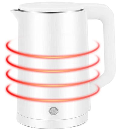 Bollitore elettrico in acciaio – Bollitore in acciaio con manici in vero legno di rovere, antiruggine, bollitore portatile, teiere, controllo della temperatura per campeggio, cucina da