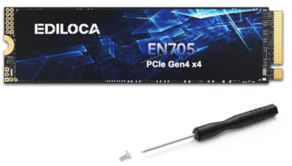 Ediloca 500 GB SSD NVMe M.2 2280 PCIe Gen4 x4 intern solid state-enhet för PS5, Gaming PC och bärbar dator, upp till 4300 MB/s, med dynamisk SLC-cache (EN705)