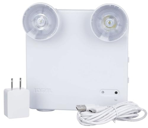 Ideal Security Rechargeable LED Power Failure Light, Adjustable Heads, up to 48 Hours, 80-140 Lumens, Emergency Light for Home, Prepared for Power Outages, White