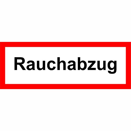 Indigos UG - Schild Rauchabzug Hinweischild Brandschutz, 14,80x5,20 cm - Warnung - Sicherheit - Hotel, Firma, Haus - Aluverbundplatte 3mm - Hinweisschild - Warnschild