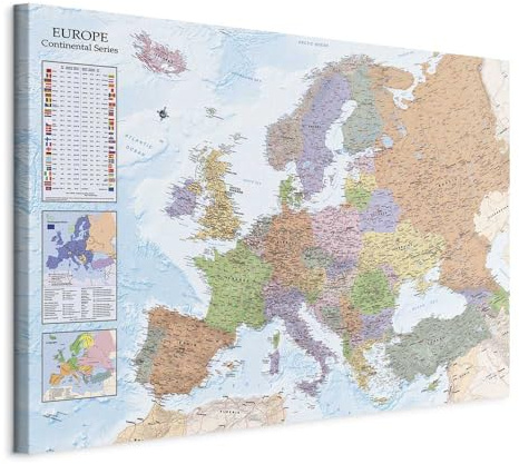 murando - Pinnwand Landkarte Europa, 90x60 cm, Wohnzimmer, Büro, Kork | Kombiniert Pinnwand und Wandbild, praktisch und dekorativ, ideal fürs Büro oder Wohnzimmer, inspirierend, langlebig, stilvoll