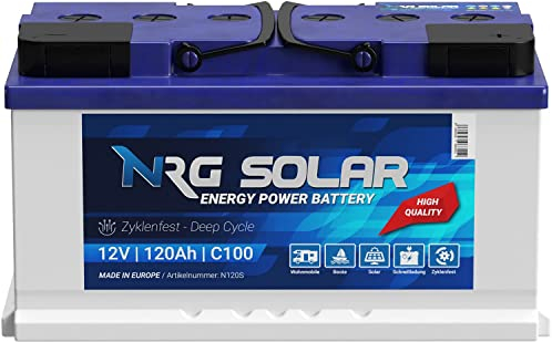 NRG SOLAR 120Ah 12V Wohnmobil Antrieb Versorgung Boot Schiff Solar Batterie (120AH 12V)